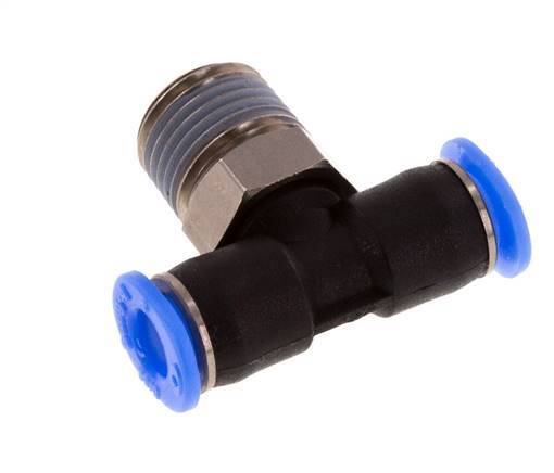 4mm x R1/8'' inline T-stuk Messing/PBT Insteekfitting Buitendraad Draaibaar Compact Ontwerp NBR [2 Stuks]