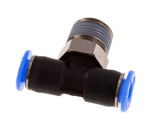 4mm x R1/8'' inline T-stuk Messing/PBT Insteekfitting Buitendraad Draaibaar Compact Ontwerp NBR [2 Stuks]