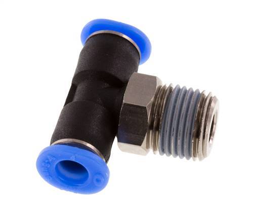 4mm x R1/8'' inline T-stuk Messing/PBT Insteekfitting Buitendraad Draaibaar Compact Ontwerp NBR [2 Stuks]