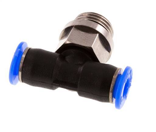 4mm x G1/8'' inline T-stuk Messing/PBT Insteekfitting Buitendraad Draaibaar Compact Ontwerp NBR [2 Stuks]