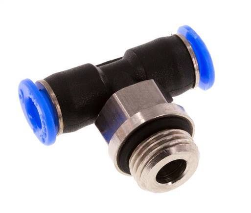 4mm x G1/8'' inline T-stuk Messing/PBT Insteekfitting Buitendraad Draaibaar Compact Ontwerp NBR [2 Stuks]
