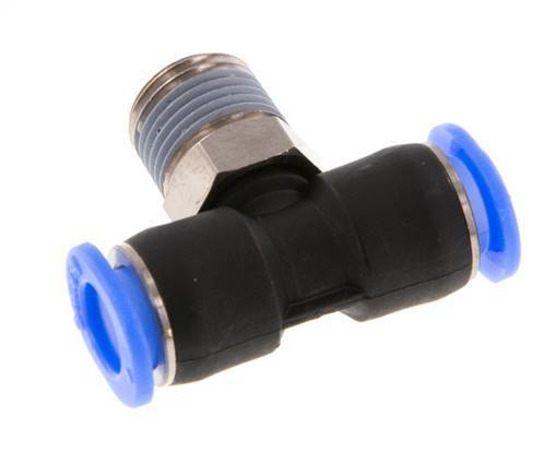 6mm x R1/8'' inline T-stuk Messing/PBT Insteekfitting Buitendraad Draaibaar Compact Ontwerp NBR [2 Stuks]