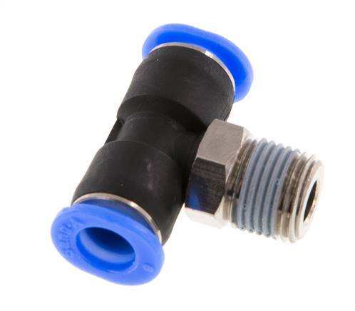 6mm x R1/8'' inline T-stuk Messing/PBT Insteekfitting Buitendraad Draaibaar Compact Ontwerp NBR [2 Stuks]