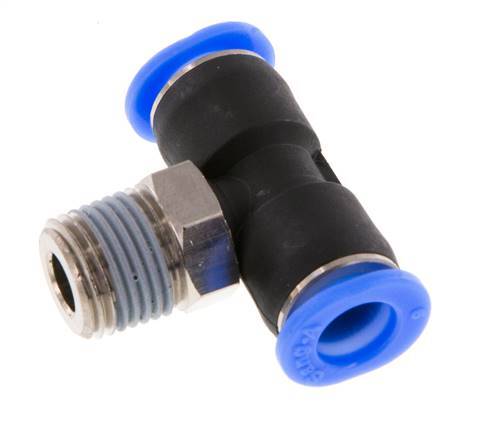 6mm x R1/8'' inline T-stuk Messing/PBT Insteekfitting Buitendraad Draaibaar Compact Ontwerp NBR [2 Stuks]