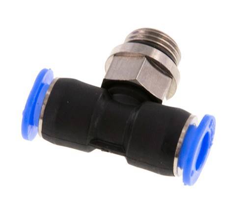 6mm x G1/8'' inline T-stuk Messing/PBT Insteekfitting Buitendraad Draaibaar Compact Ontwerp NBR [2 Stuks]