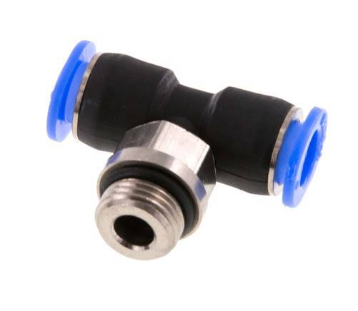 6mm x G1/8'' inline T-stuk Messing/PBT Insteekfitting Buitendraad Draaibaar Compact Ontwerp NBR [2 Stuks]