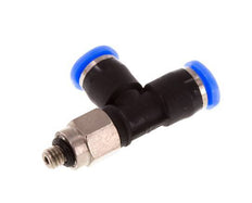 3mm x M 3 rechte hoek T-stuk Staal/PBT Insteekfitting Buitendraad Draaibaar Compact Ontwerp NBR [2 Stuks]