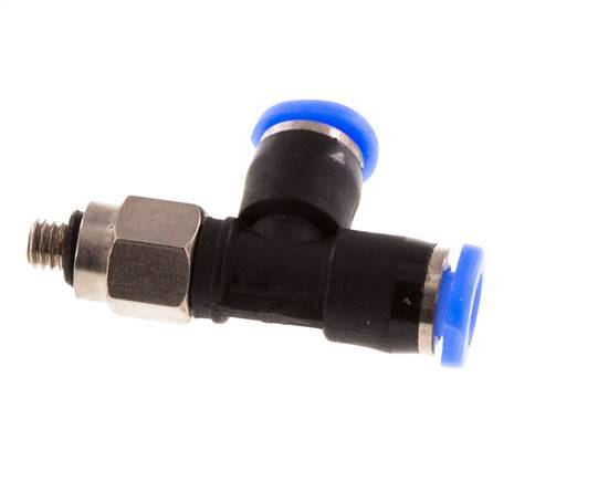 3mm x M 3 rechte hoek T-stuk Staal/PBT Insteekfitting Buitendraad Draaibaar Compact Ontwerp NBR [2 Stuks]