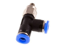 3mm x M 3 rechte hoek T-stuk Staal/PBT Insteekfitting Buitendraad Draaibaar Compact Ontwerp NBR [2 Stuks]