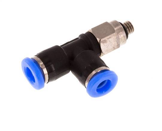 3mm x M 3 rechte hoek T-stuk Staal/PBT Insteekfitting Buitendraad Draaibaar Compact Ontwerp NBR [2 Stuks]