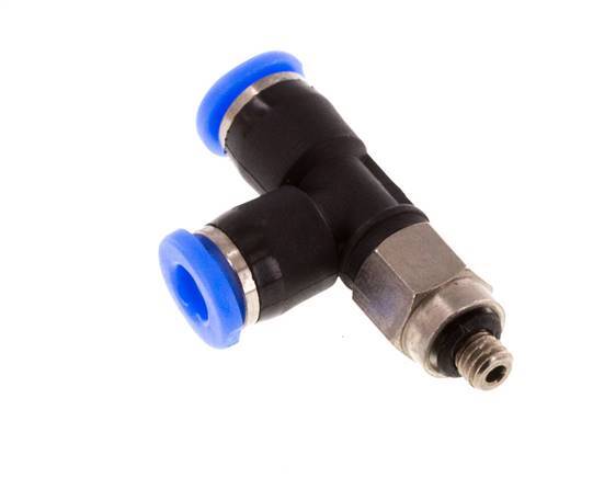 3mm x M 3 rechte hoek T-stuk Staal/PBT Insteekfitting Buitendraad Draaibaar Compact Ontwerp NBR [2 Stuks]