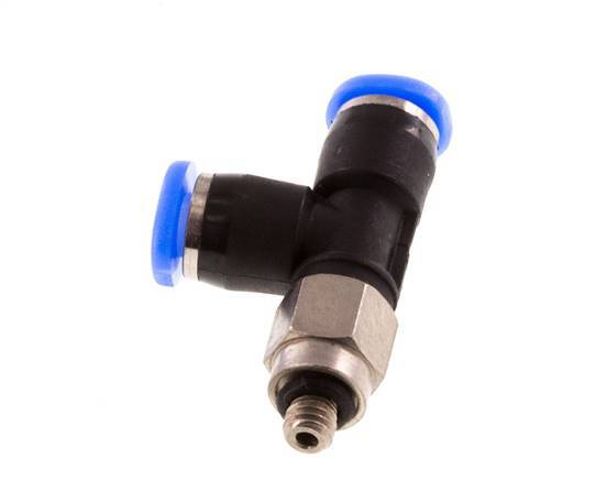 3mm x M 3 rechte hoek T-stuk Staal/PBT Insteekfitting Buitendraad Draaibaar Compact Ontwerp NBR [2 Stuks]