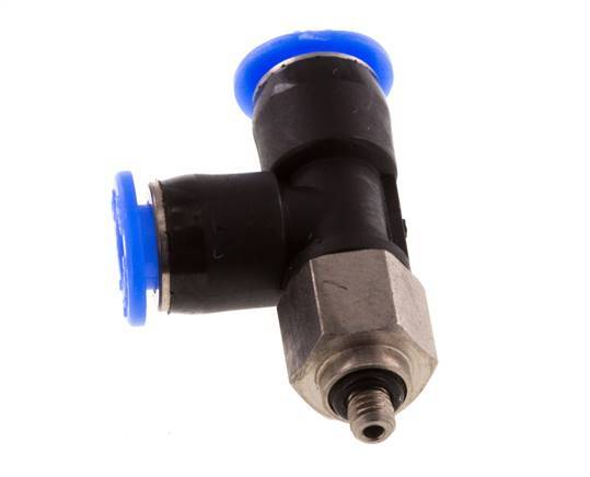4mm x M 3 Right Angle Tee Push-in Fitting with Male Threads Steel/PBT NBR Rotatable Compact Design [2 Pieces]
