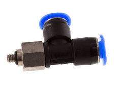 4mm x M 3 rechte hoek T-stuk Staal/PBT Insteekfitting Buitendraad Draaibaar Compact Ontwerp NBR [2 Stuks]