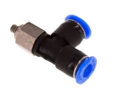 4mm x M 3 rechte hoek T-stuk Staal/PBT Insteekfitting Buitendraad Draaibaar Compact Ontwerp NBR [2 Stuks]
