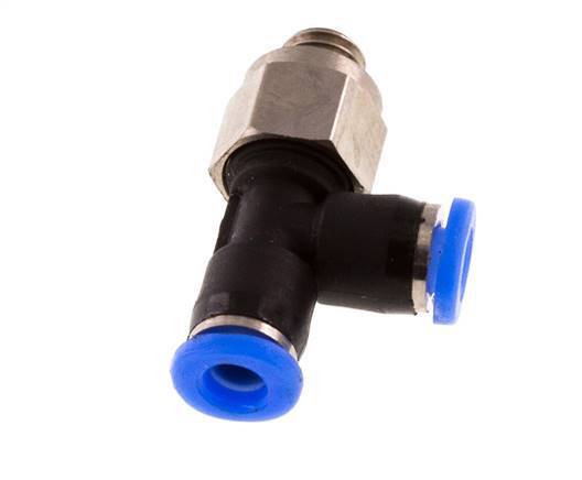 3mm x M 5 rechte hoek T-stuk Messing/PBT Insteekfitting Buitendraad Draaibaar Compact Ontwerp NBR [2 Stuks]