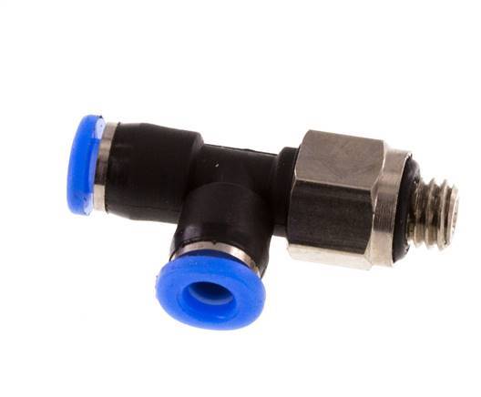 3mm x M 5 rechte hoek T-stuk Messing/PBT Insteekfitting Buitendraad Draaibaar Compact Ontwerp NBR [2 Stuks]