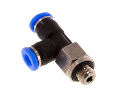 3mm x M 5 rechte hoek T-stuk Messing/PBT Insteekfitting Buitendraad Draaibaar Compact Ontwerp NBR [2 Stuks]
