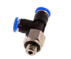 3mm x M 5 rechte hoek T-stuk Messing/PBT Insteekfitting Buitendraad Draaibaar Compact Ontwerp NBR [2 Stuks]