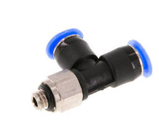 4mm x M 5 rechte hoek T-stuk Messing/PBT Insteekfitting Buitendraad Draaibaar Compact Ontwerp NBR [2 Stuks]