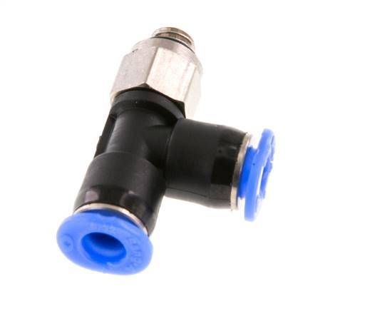 4mm x M 5 rechte hoek T-stuk Messing/PBT Insteekfitting Buitendraad Draaibaar Compact Ontwerp NBR [2 Stuks]