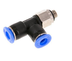 4mm x M 5 rechte hoek T-stuk Messing/PBT Insteekfitting Buitendraad Draaibaar Compact Ontwerp NBR [2 Stuks]