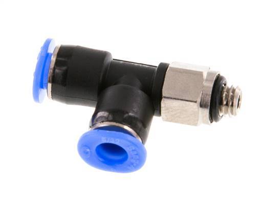 4mm x M 5 rechte hoek T-stuk Messing/PBT Insteekfitting Buitendraad Draaibaar Compact Ontwerp NBR [2 Stuks]