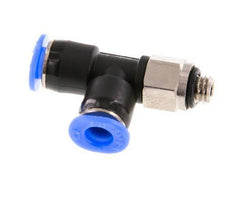 4mm x M 5 rechte hoek T-stuk Messing/PBT Insteekfitting Buitendraad Draaibaar Compact Ontwerp NBR [2 Stuks]