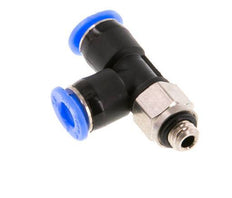 4mm x M 5 rechte hoek T-stuk Messing/PBT Insteekfitting Buitendraad Draaibaar Compact Ontwerp NBR [2 Stuks]