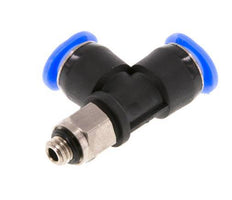 6mm x M 5 rechte hoek T-stuk Messing/PBT Insteekfitting Buitendraad Draaibaar Compact Ontwerp NBR [2 Stuks]