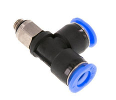 6mm x M 5 rechte hoek T-stuk Messing/PBT Insteekfitting Buitendraad Draaibaar Compact Ontwerp NBR [2 Stuks]