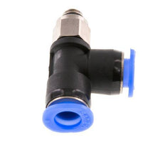 6mm x M 5 rechte hoek T-stuk Messing/PBT Insteekfitting Buitendraad Draaibaar Compact Ontwerp NBR [2 Stuks]