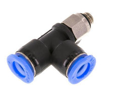 6mm x M 5 rechte hoek T-stuk Messing/PBT Insteekfitting Buitendraad Draaibaar Compact Ontwerp NBR [2 Stuks]