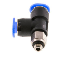 6mm x M 5 rechte hoek T-stuk Messing/PBT Insteekfitting Buitendraad Draaibaar Compact Ontwerp NBR [2 Stuks]