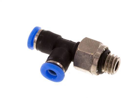 3mm x M 6 rechte hoek T-stuk Messing/PBT Insteekfitting Buitendraad Draaibaar Compact Ontwerp NBR [2 Stuks]