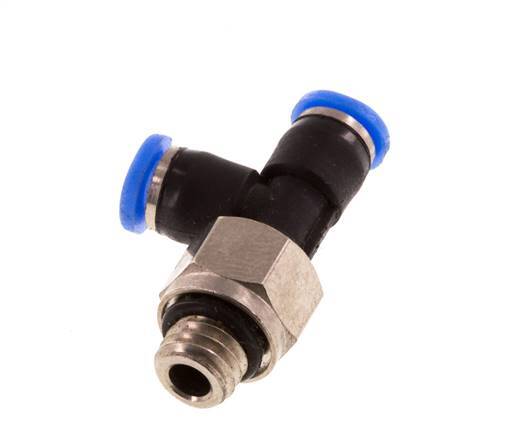 3mm x M 6 rechte hoek T-stuk Messing/PBT Insteekfitting Buitendraad Draaibaar Compact Ontwerp NBR [2 Stuks]