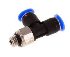 4mm x M 6 rechte hoek T-stuk Messing/PBT Insteekfitting Buitendraad Draaibaar Compact Ontwerp NBR [2 Stuks]