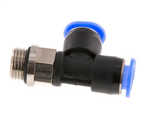 4mm x R1/8'' rechte hoek T-stuk Messing/PBT Insteekfitting Buitendraad Draaibaar Compact Ontwerp NBR [2 Stuks]