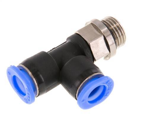 4mm x R1/8'' rechte hoek T-stuk Messing/PBT Insteekfitting Buitendraad Draaibaar Compact Ontwerp NBR [2 Stuks]