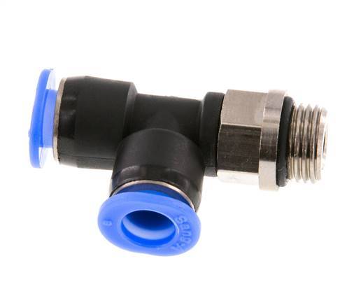 4mm x R1/8'' rechte hoek T-stuk Messing/PBT Insteekfitting Buitendraad Draaibaar Compact Ontwerp NBR [2 Stuks]