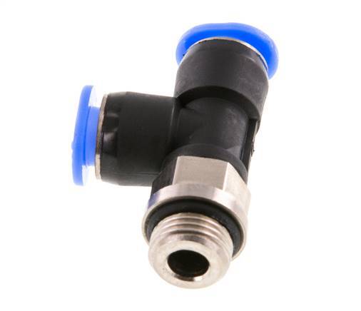 4mm x R1/8'' rechte hoek T-stuk Messing/PBT Insteekfitting Buitendraad Draaibaar Compact Ontwerp NBR [2 Stuks]