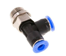 4mm x G1/8'' rechte hoek T-stuk Messing/PBT Insteekfitting Buitendraad Draaibaar Compact Ontwerp NBR [2 Stuks]