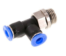 4mm x G1/8'' rechte hoek T-stuk Messing/PBT Insteekfitting Buitendraad Draaibaar Compact Ontwerp NBR [2 Stuks]