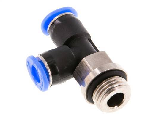 4mm x G1/8'' rechte hoek T-stuk Messing/PBT Insteekfitting Buitendraad Draaibaar Compact Ontwerp NBR [2 Stuks]