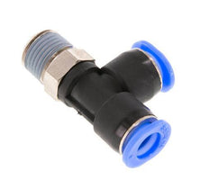 6mm x R1/8'' rechte hoek T-stuk Messing/PBT Insteekfitting Buitendraad Draaibaar Compact Ontwerp NBR [2 Stuks]