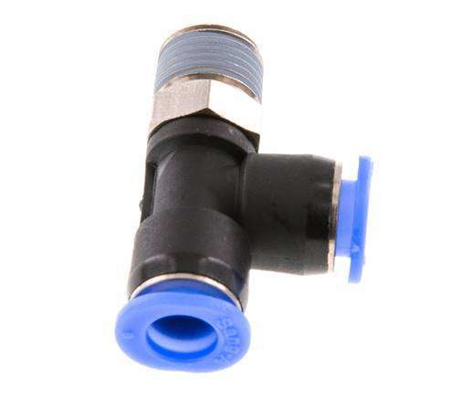 6mm x R1/8'' rechte hoek T-stuk Messing/PBT Insteekfitting Buitendraad Draaibaar Compact Ontwerp NBR [2 Stuks]