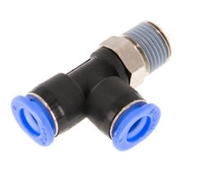 6mm x R1/8'' rechte hoek T-stuk Messing/PBT Insteekfitting Buitendraad Draaibaar Compact Ontwerp NBR [2 Stuks]