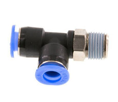 6mm x R1/8'' rechte hoek T-stuk Messing/PBT Insteekfitting Buitendraad Draaibaar Compact Ontwerp NBR [2 Stuks]