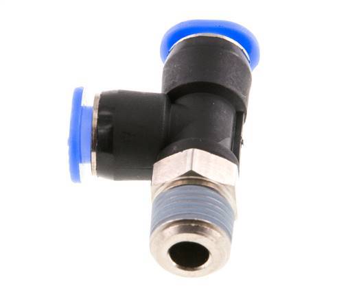 6mm x R1/8'' rechte hoek T-stuk Messing/PBT Insteekfitting Buitendraad Draaibaar Compact Ontwerp NBR [2 Stuks]