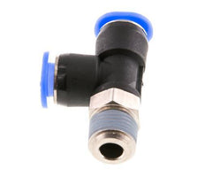 6mm x R1/8'' rechte hoek T-stuk Messing/PBT Insteekfitting Buitendraad Draaibaar Compact Ontwerp NBR [2 Stuks]